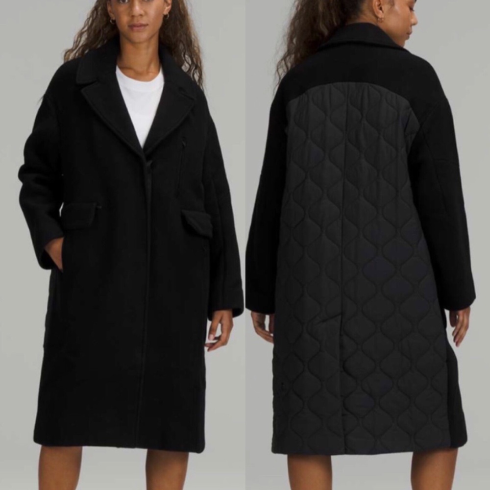 Lululemon Wool Long Coat, Black, 4, NWT